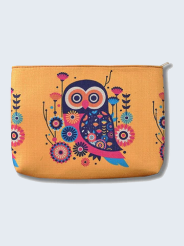 Owl printed Orange pouch