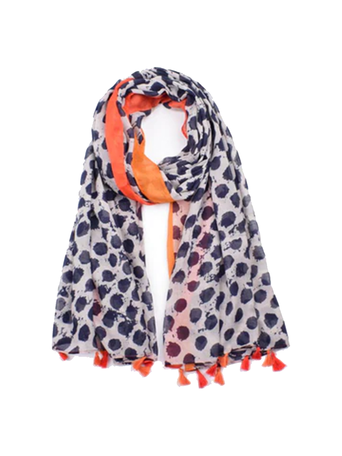 White and blue polka dot scarf