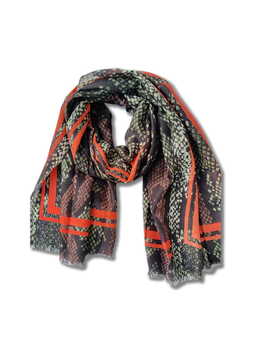 Snake print scarf with oranges details