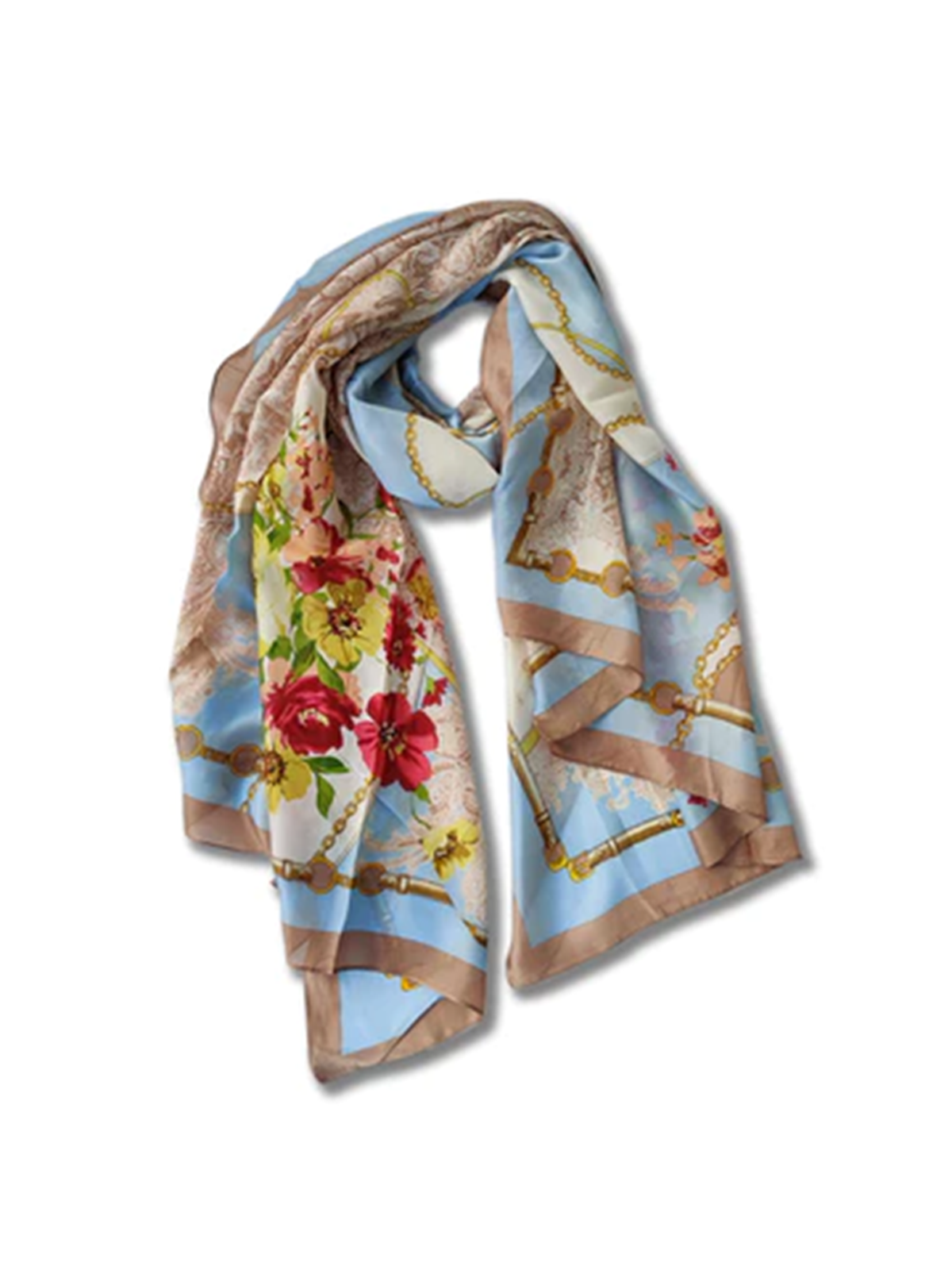 Sky blue scarf with floral details