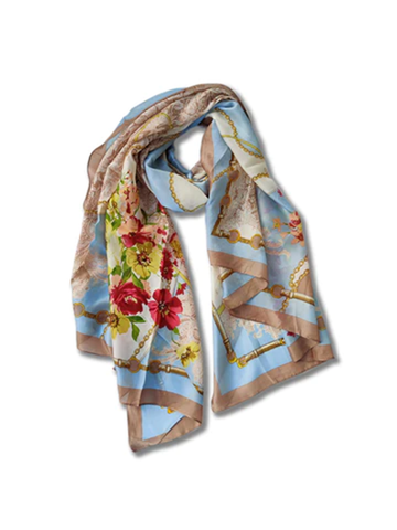 Sky blue scarf with floral details