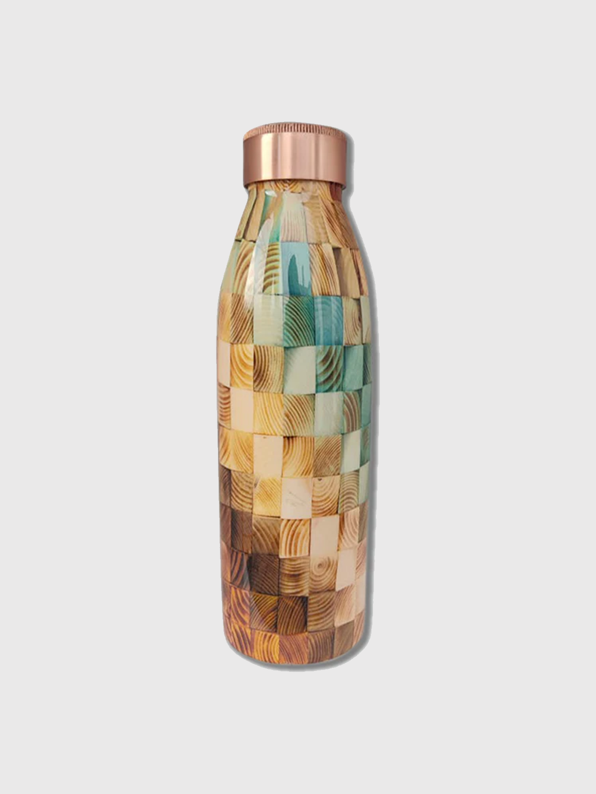Wood finish copper water bottle 600ml