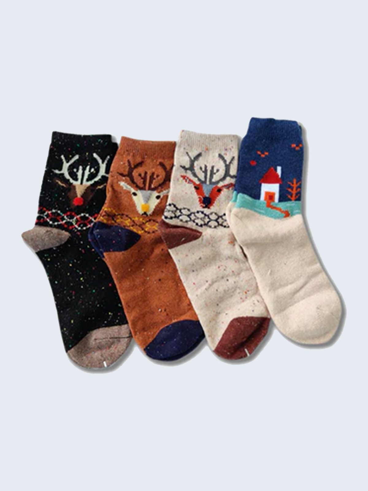 4 pair of Women Reindeer wool crew socks
