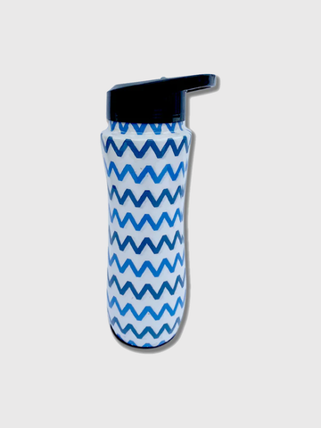 Blue wave curvy copper water bottle with sipper 600ml