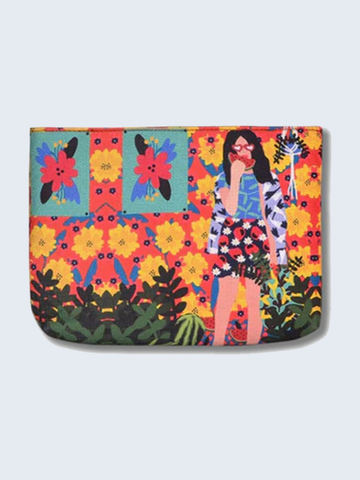 Girl eating watermelon print pouch