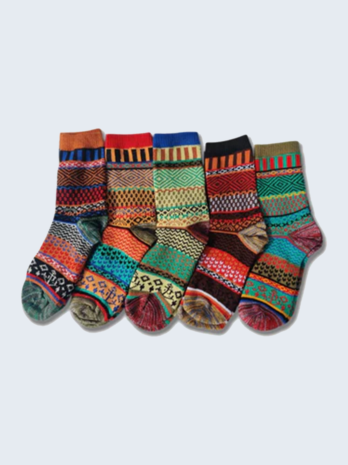 5 Pairs of Multicolor Wool Socks