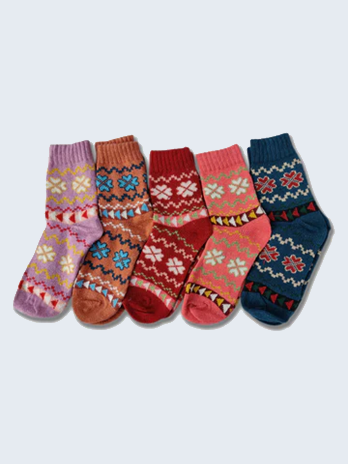 5 Pairs of Floral Wool Socks