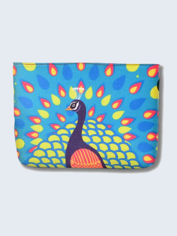 Peacock print pouch