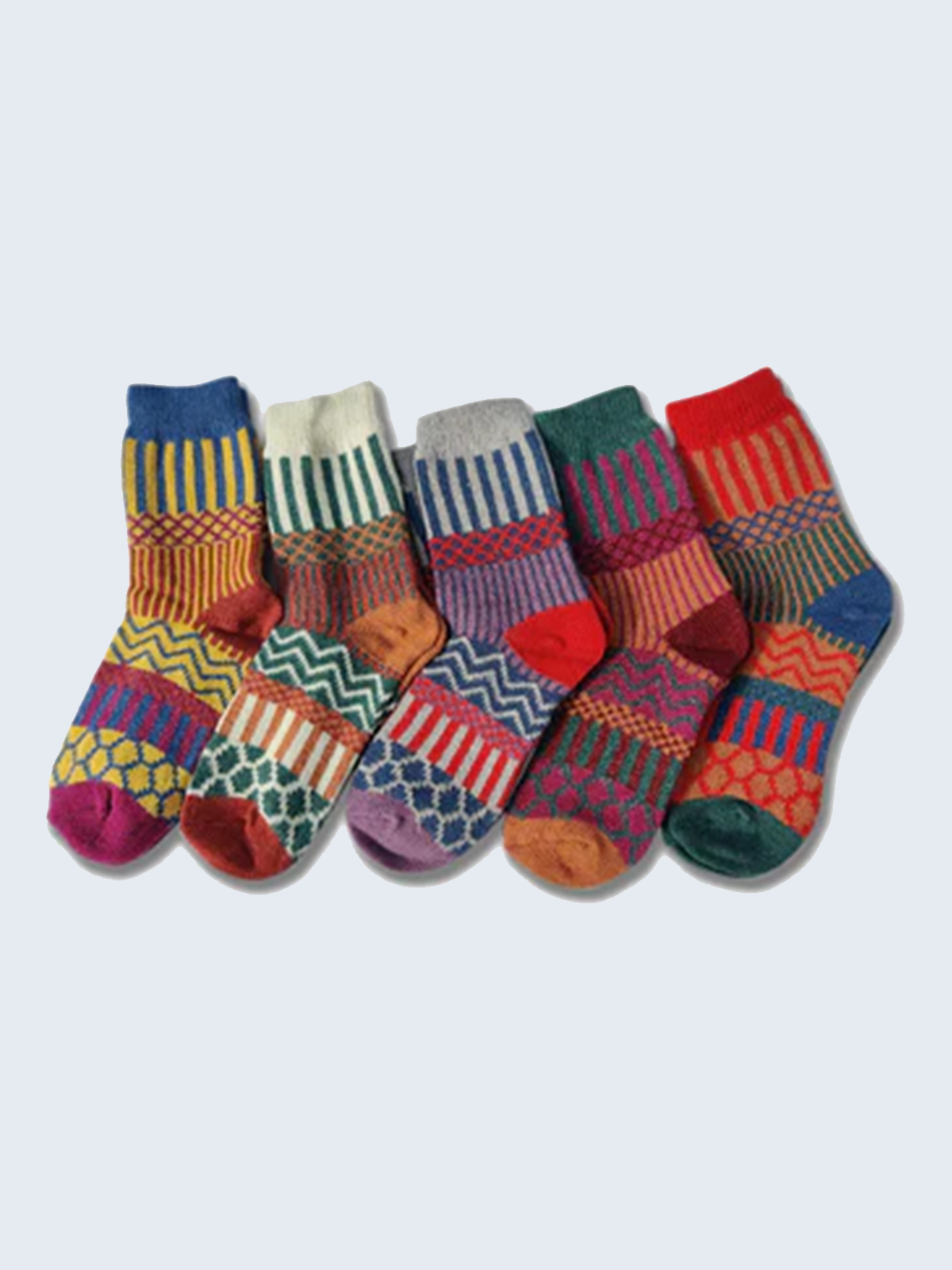 5 Pairs of Patterned Wool Socks