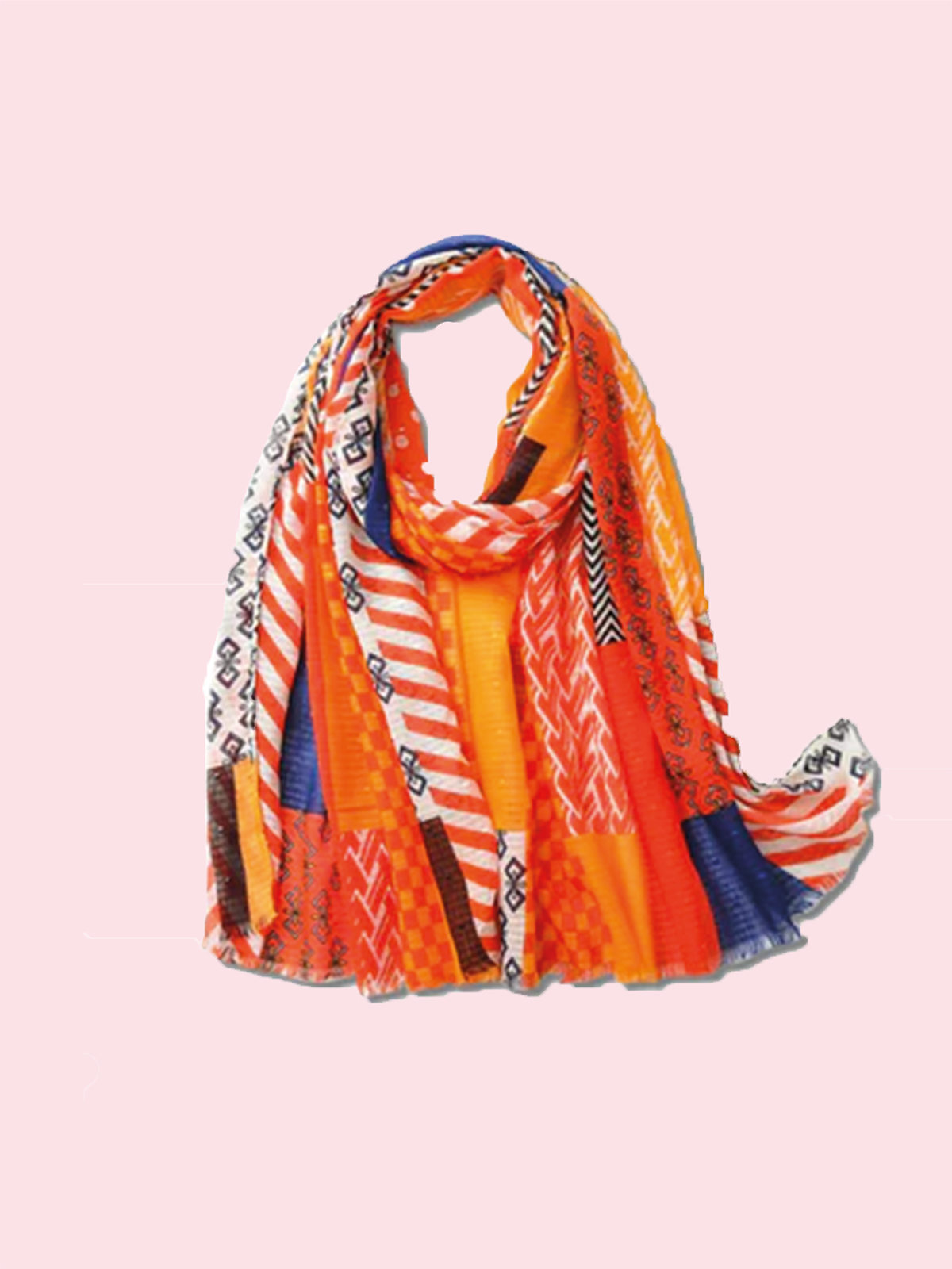 Multicolour scarf with geometric pattern